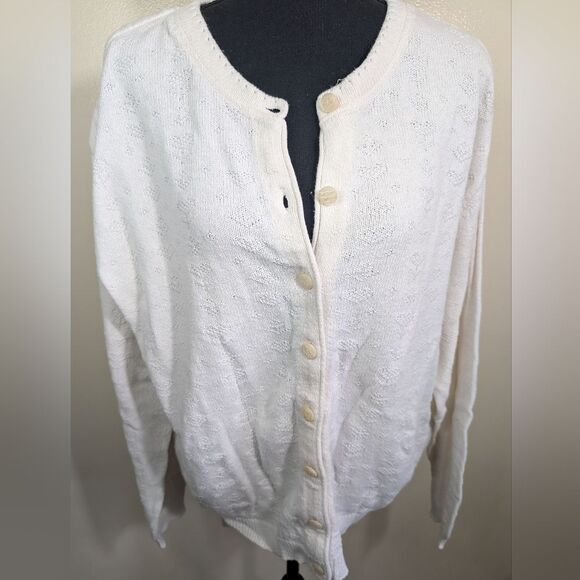 Northern Reflections Women Cardigan Sweater Knit Hearts Flower Oversized Large - Picture 8 of 10